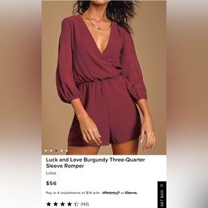 Lulus Women’s Luck & Love Three-Quarter Sleeve Romper XL